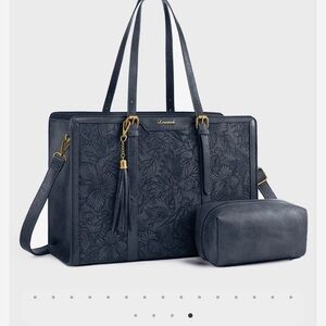Blue Embossed Leather Tote